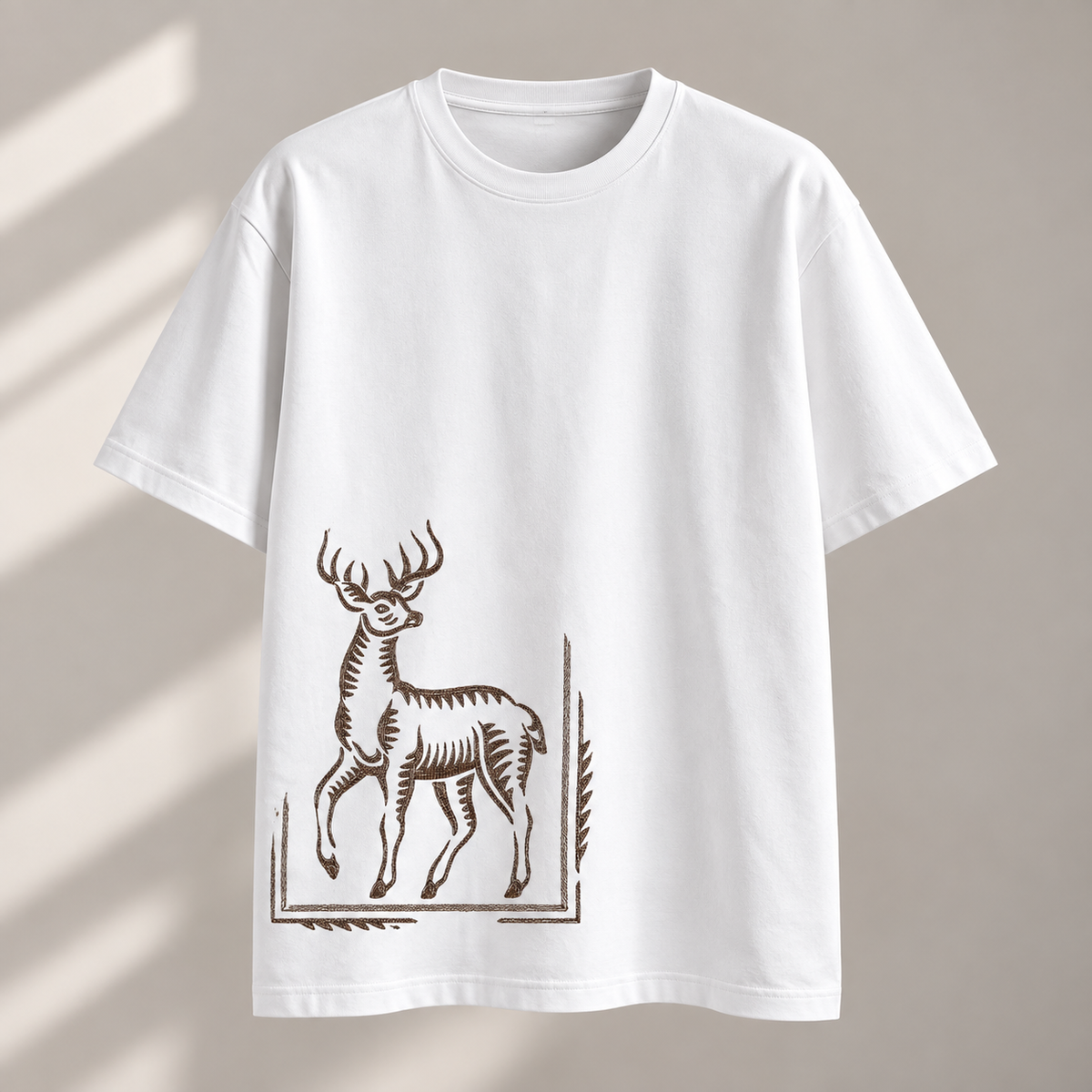 Heritage Deer Embroidered Premium T-Shirt