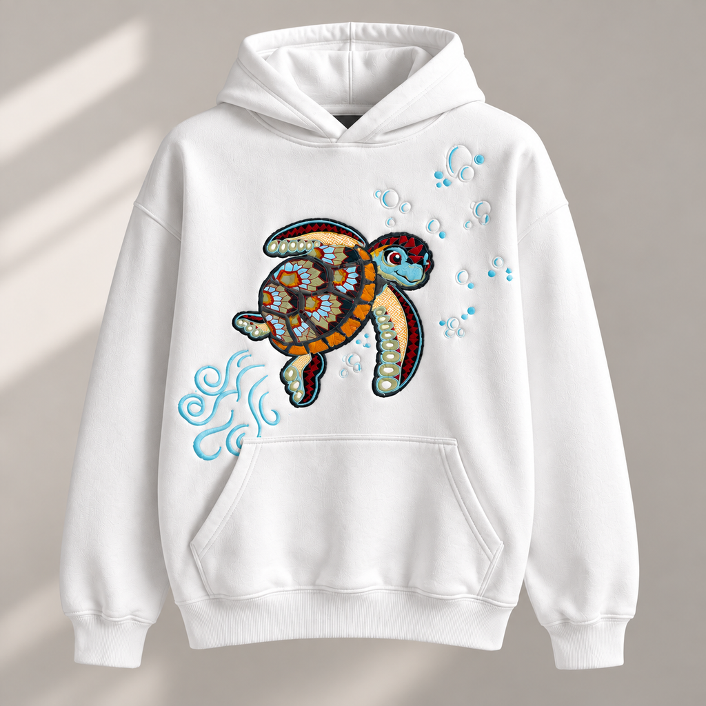 Ocean Turtle Embroidered Premium Hoodie